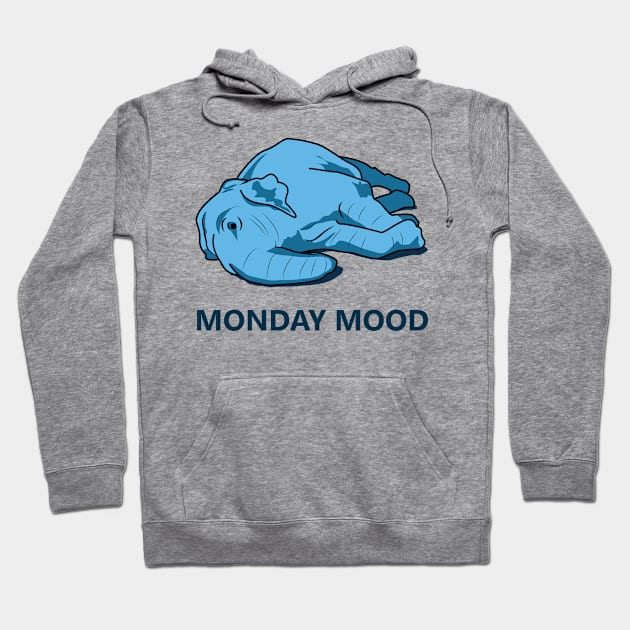 Monday mood blue elephant Hoodie by Nosa rez